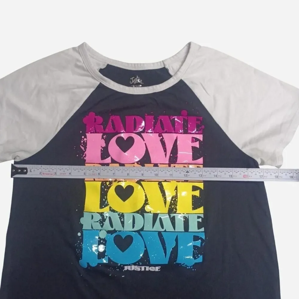 Justice Radiate Love Graphic Raglan T-Shirt XL (16/18)